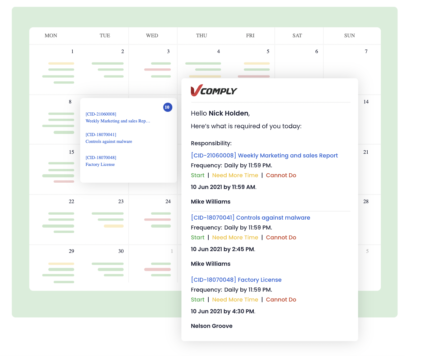 Task Management through VComply Platform