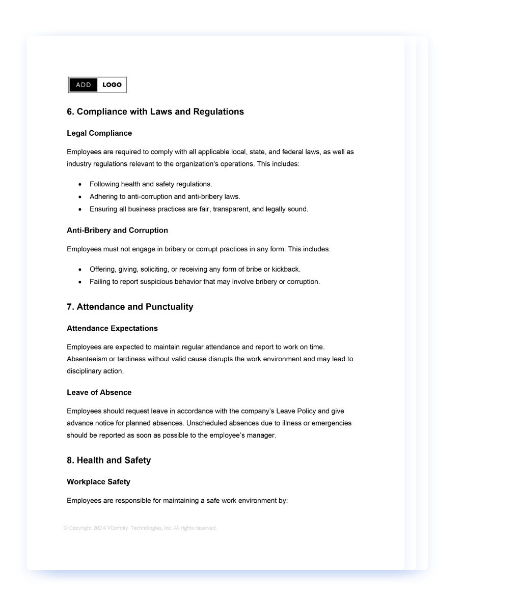 Employee Code of Conduct Policy Template