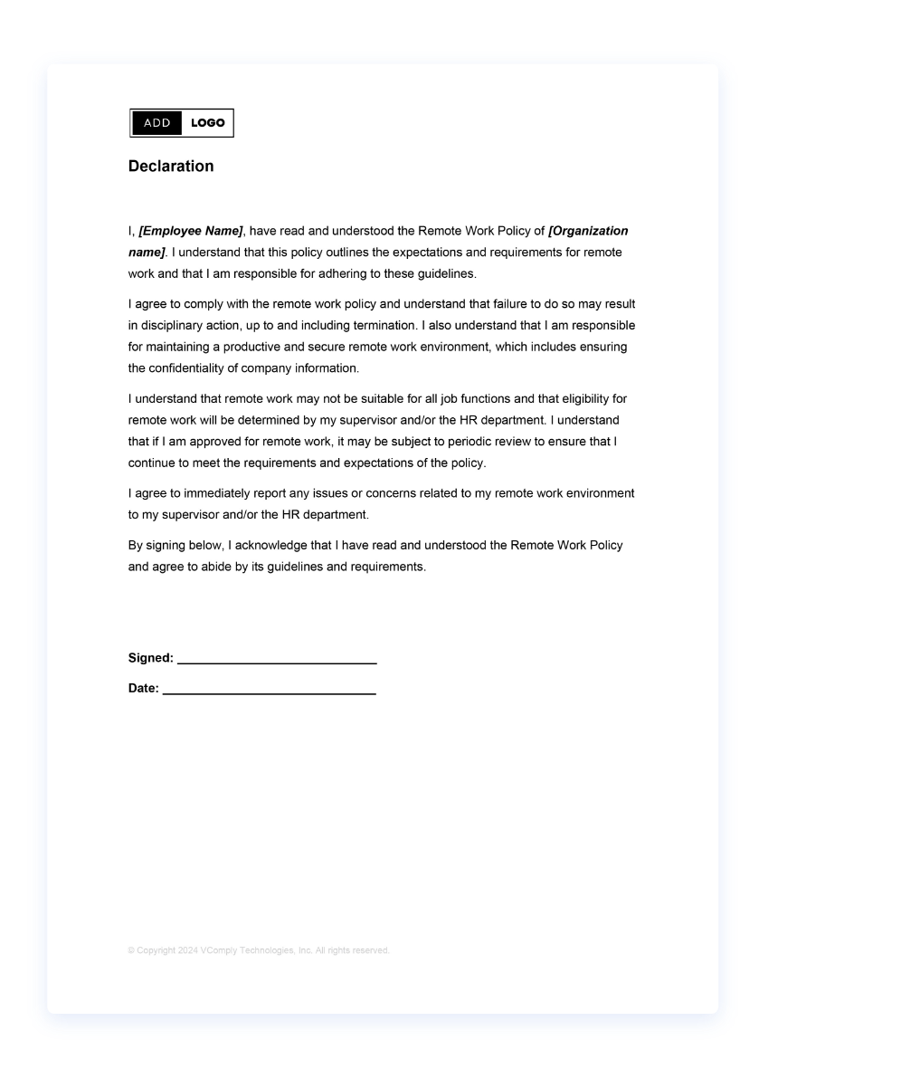 Remote Work Policy Template