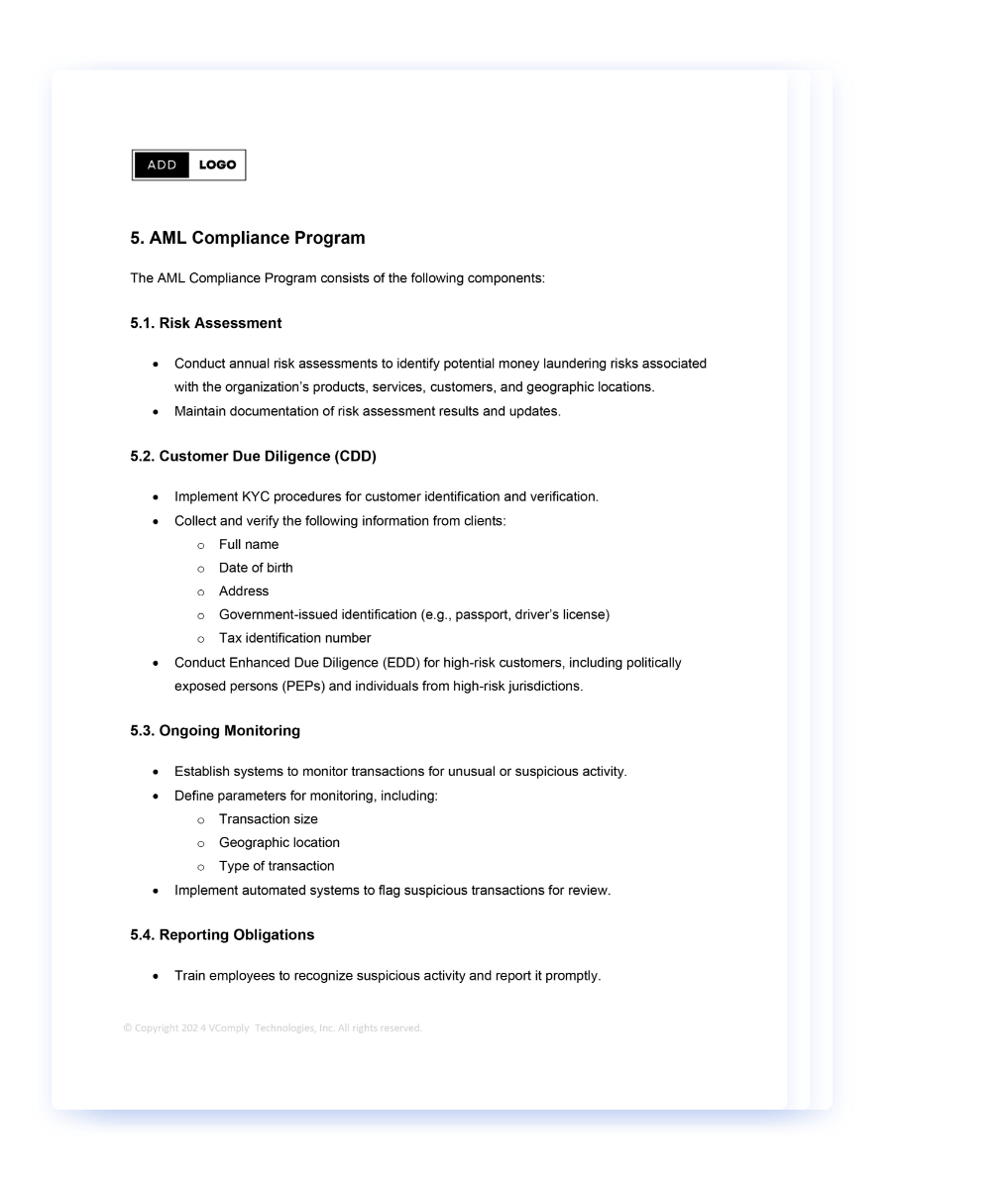 Free Downloadable Anti Money Laundering (AML) Policy Template