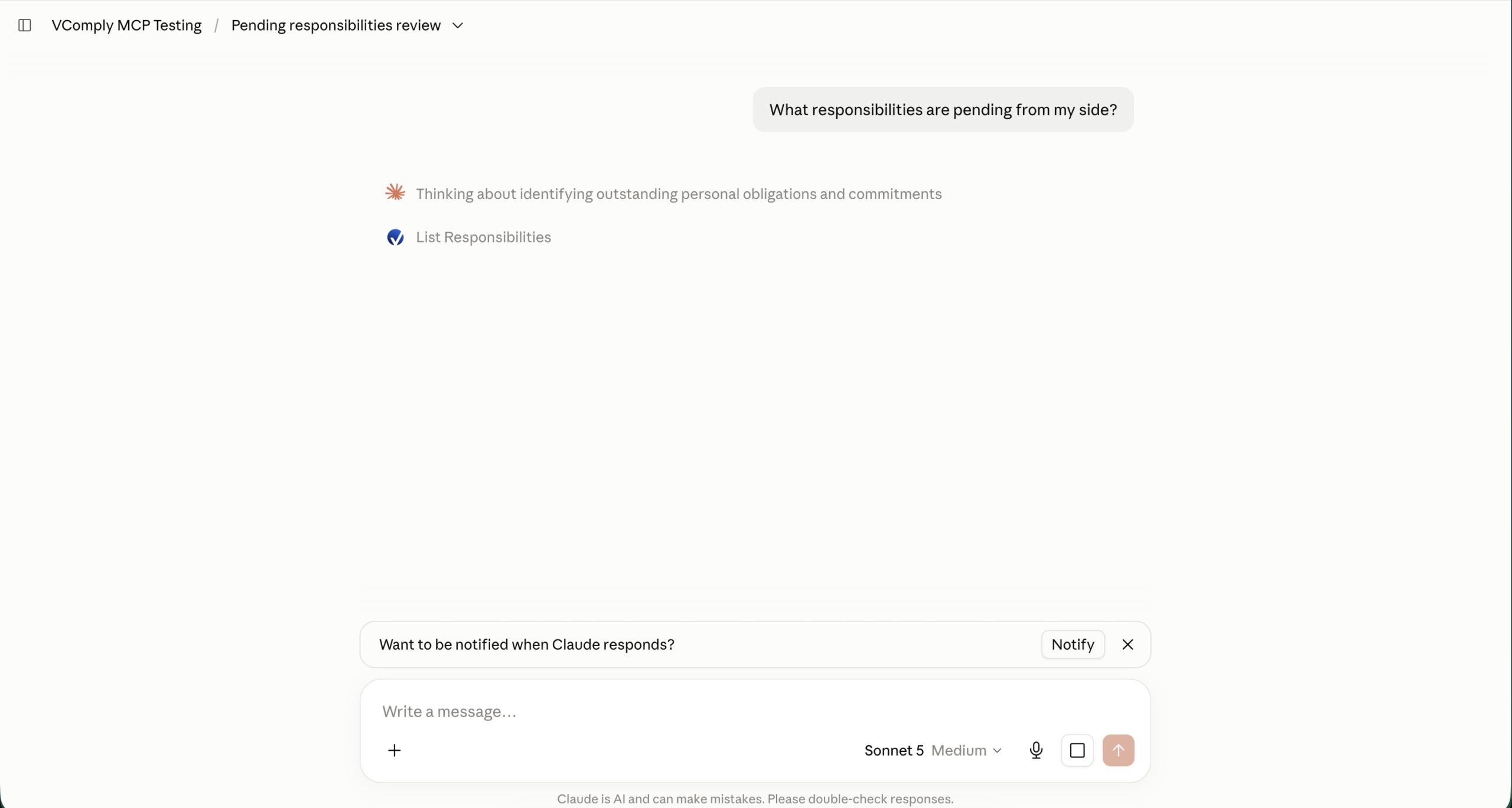 Claude prompting for authentication before running the Responsibilities tool