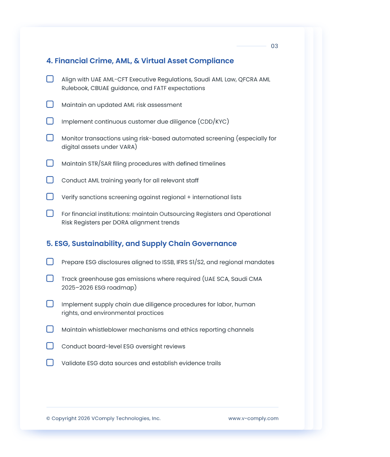 2026 Compliance Readiness Checklist for the Middle East